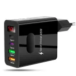 Incarcator Retea Timebox, 45W Fast Charge, cu 4 Porturi – 2 x Type-C si 2 x USB-A, Incarcare Rapida pentru iPhone, Samsung, Huawei, Xiaomi, Compatibilitate Universala, Design Compact si Protectii Avansate, Negru