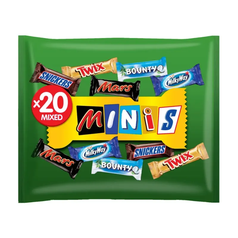 Mini batoane de ciocolata cu lapte Minis Mix Snickers, Mars, Twix, Bounty, Milky Way, 400 g