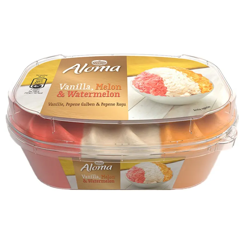 Inghetata cu vanilie, pepene galben si pepene rosu Aloma, 900 ml