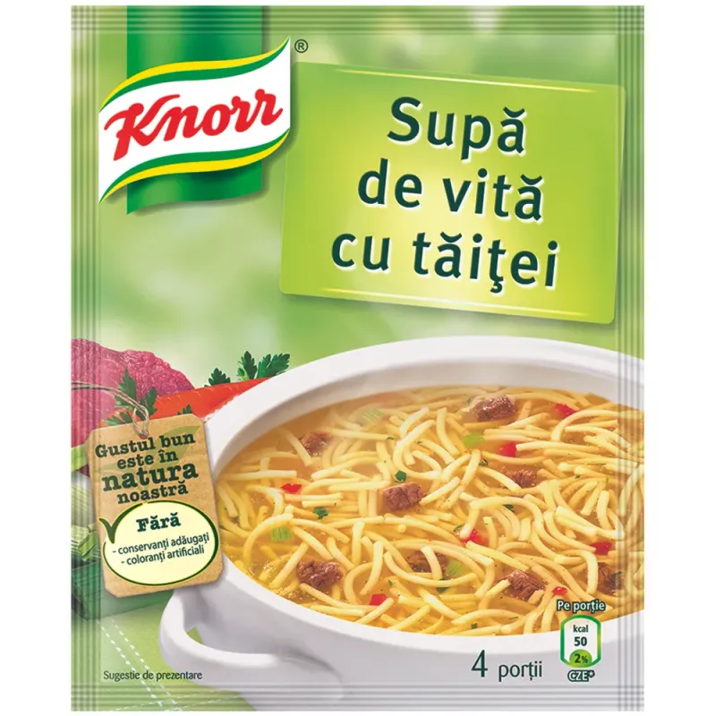 Baza pentru mancare supa cu taitei si gust de vita Knorr, 59 g