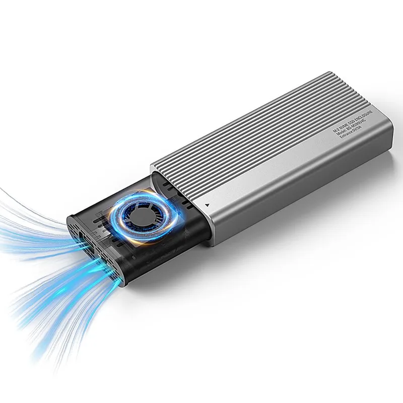 Carcasa externa pentru hard disk USB4, Garsonal, 40Gbps, 8TB, aluminiu, sistem de racire cu ventilator, compatibila Windows/Mac/Linux