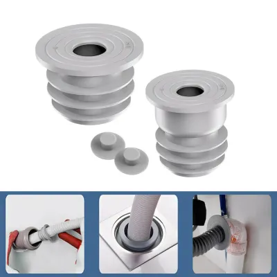 Set 2 piese inele de etansare pentru tevi de scurgere, TREXORA, capace anti-miros, 2 Dimensiuni, gri