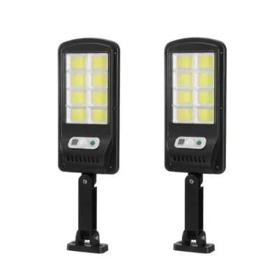 Set x2 Lampa Cu Incarcare Solara 150W, 160 LED-uri, Telecomanda Control, Negru