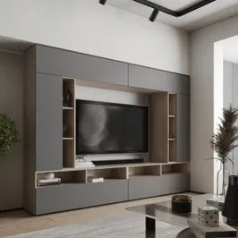 Biblioteca living Clara, stejar cannolo + gri antracit, 260 cm, 8C