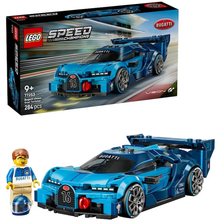 Set de constructie LEGO® Speed Champions Hipermasina sport Bugatti Vision GT 77253, Jucarii pentru Baieti, Masini de Jucarie, Idee de Cadou pentru Copii Pasionati de Jocuri cu Masini