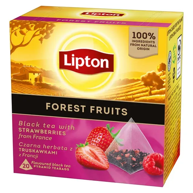 Ceai negru Lipton Fructe de padure, 20 plicuri