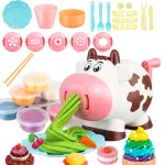 Set Plastilina Creativ, Fudisenn®, Model dragut de vaca, 19 piese, Include 8 Cutii cu Pasta Modelatoare Colorata, Instrumente de Modelare Multiple, Nu se Usuca/Lipeste, 3 ani+, Multicolor