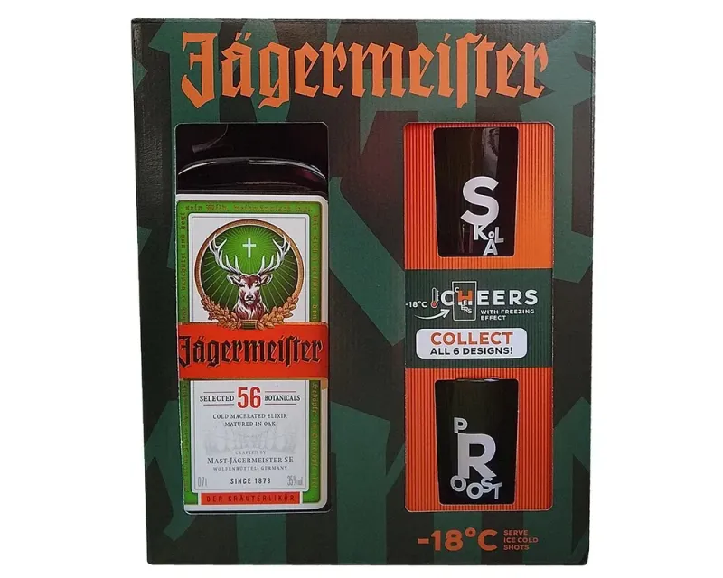 Pachet lichior Jagermeister, 0.7 l + 2 pahare