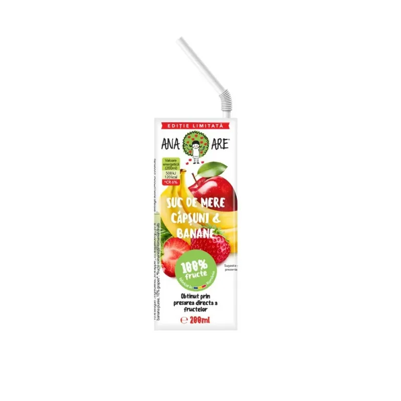 Suc de mere, capsuni, banane si struguri Ana Are, 0.2 l