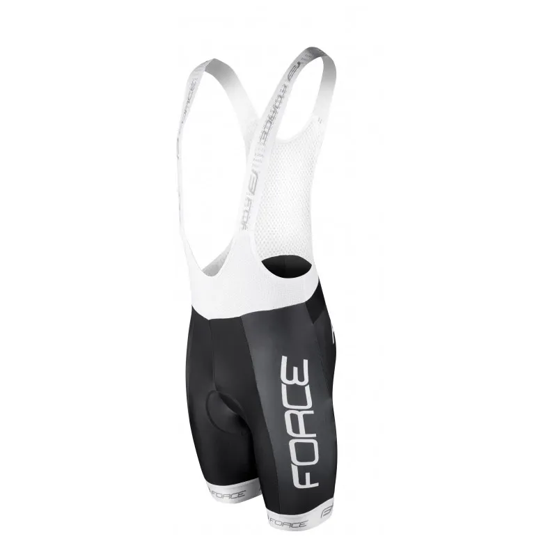 Pantaloni scurti negri pentru barbati cu bretele si bazon Force Team18, Alb/Negru