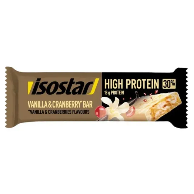 Baton proteic cu aroma de vanilie si merisoare Isostar High Protein Vanilla & Cranberry, 55 g