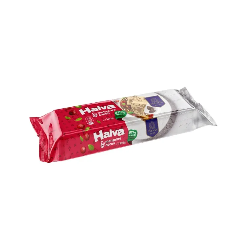 Halva din 57% seminte de floarea soarelui cu merisoare si cacao Feleacul, 300 g