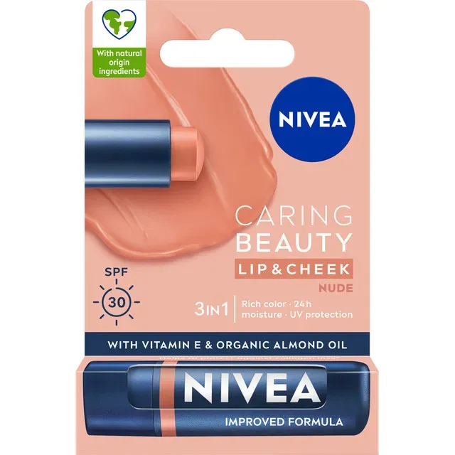Balsam de buze Nivea Caring Beauty Nude, SPF 30, 4.8 g