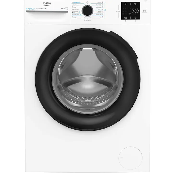 Masina de spalat rufe Beko BM3WFSU38413WB, 8 Kg, 1400 RPM, Clasa A, SteamCure, ProSmart Inverter Motor, AddXtra, ColdWash, Alb