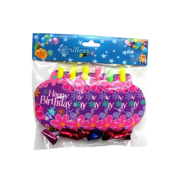 Set 6 suflatori spirale pentru petrecere copii, color, cu medalion