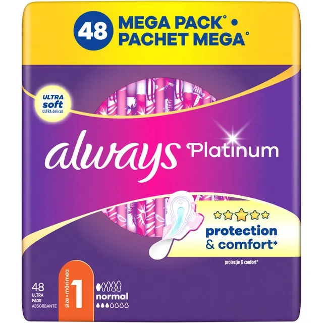 Absorbante Always Platinum Mega Pack, marimea 1, 48 bucati