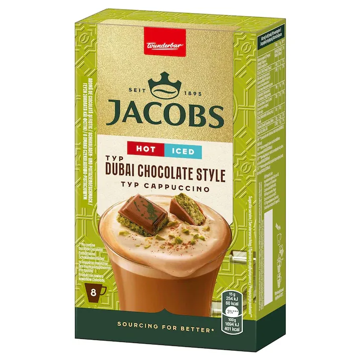 Ciocolată caldă instant, Jacobs, cu aromă de fistic, 120g