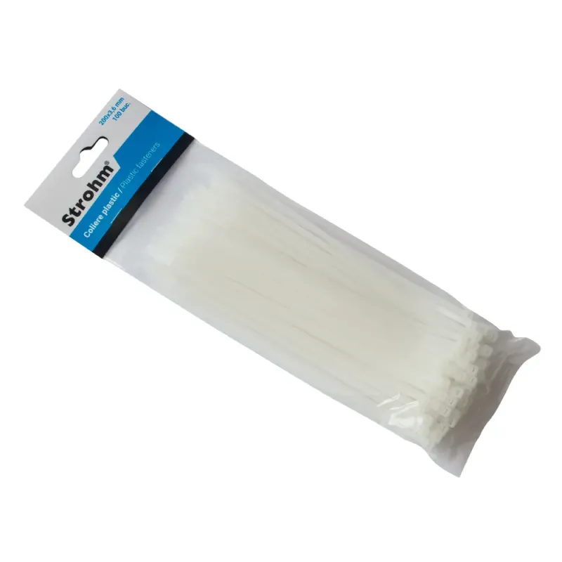 Colier din plastic Strohm cu dimensiunea de 200 x 3.6 mm 100 de bucati
