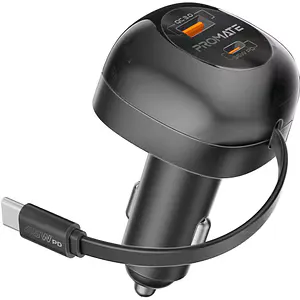 Incarcator auto PROMATE PowerDrive-RC65, 2x USB-C, 1x USB-A, Power delivery (PD) 45W, negru
