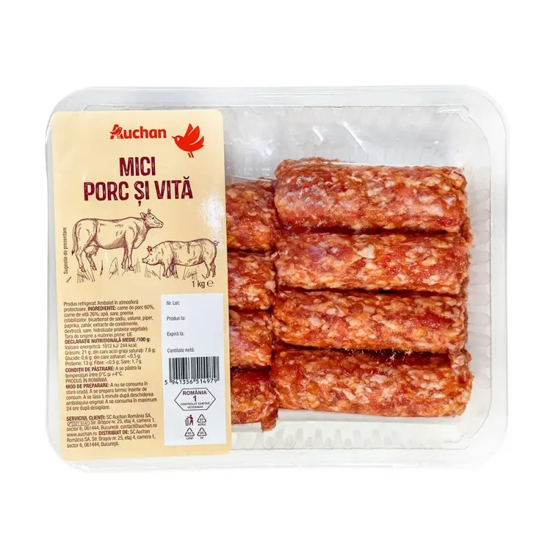 Mici de porc si vita Auchan, 1 kg