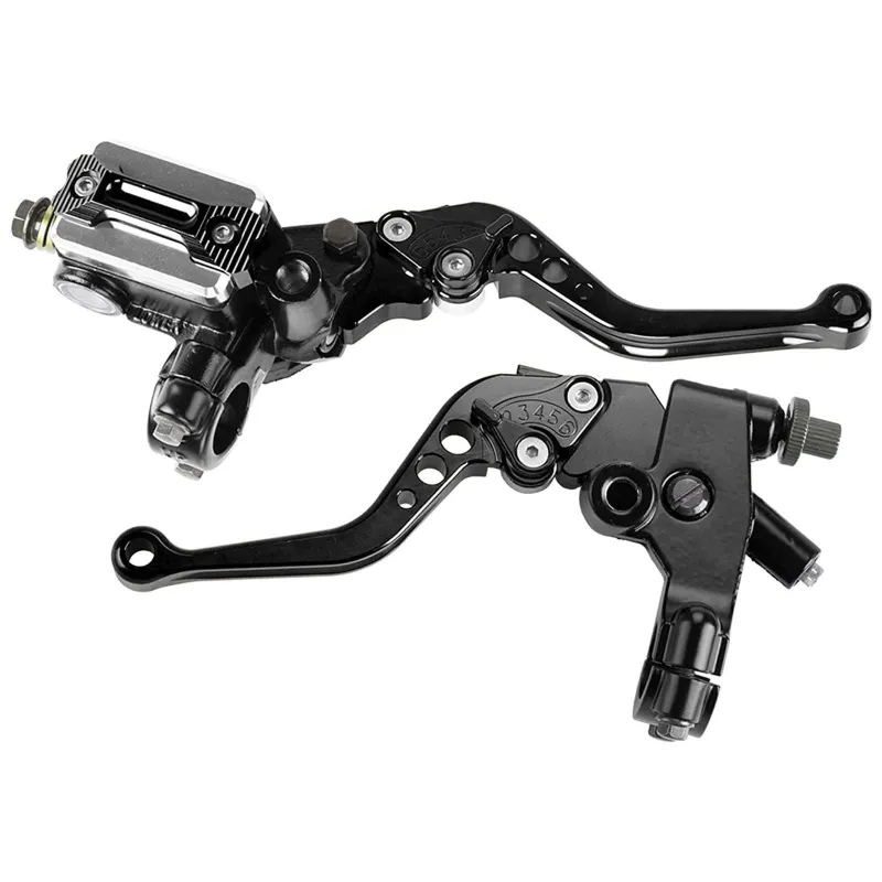 Manete ambreiaj/frana, ZGGZERG, Manete ambreiaj/frana din aluminiu CNC, Hidraulic, Neted si rezistent la rugina, Universal, Usor de instalat si utilizat, Pentru motociclete, biciclete electrice, 14.6*6.1*2.2cm, Negru