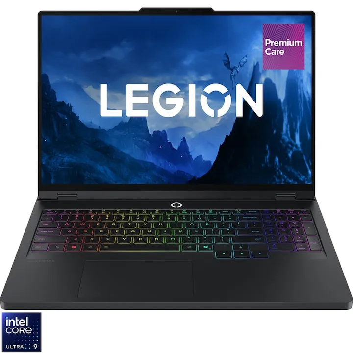 Gaming Lenovo Legion Pro 5 16IAX10H cu procesor Intel® Core™ Ultra 9 275HX pana la 5.4GHz, 16" WQXGA, OLED, 240Hz, 32GB DDR5 RAM, 2x 1TB SSD, NVIDIA® GeForce RTX™ 5070 Ti 12GB GDDR7, No OS, Eclipse Black, 3y on-site Premium Care