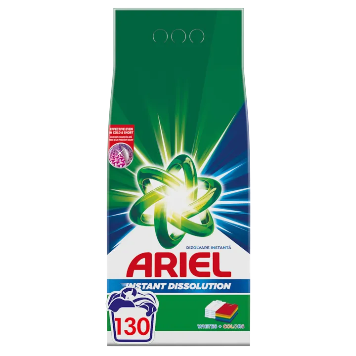Detergent de rufe pudra Ariel Whites+Colors, 9.75kg, 130 spalari
