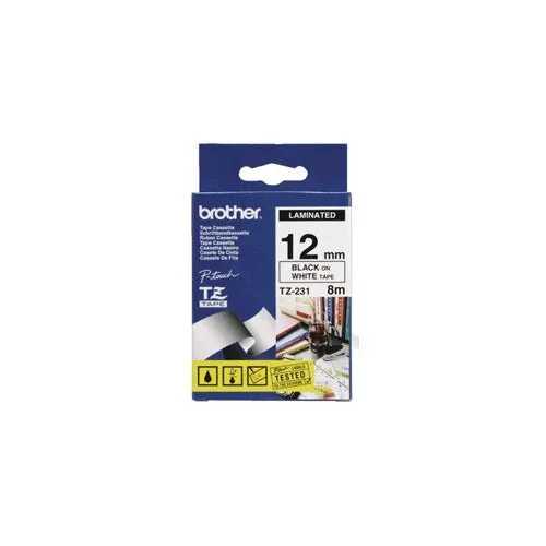 Banda continua laminata Brother TZE231S2, 12mm, 4m