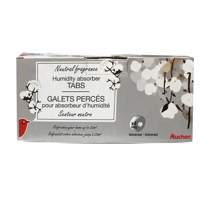 Set rezerve dezumidifcator Auchan cu parfum neutru, 4 x 500g