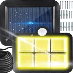Lampa Solara, 120 LED, Cu Senzor de miscare si lumina, Panou solar ajustabil, Impermeabila