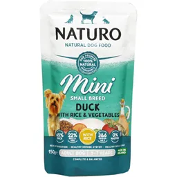 Hrana umeda pentru caini adult mini, cu rata si orez 150g