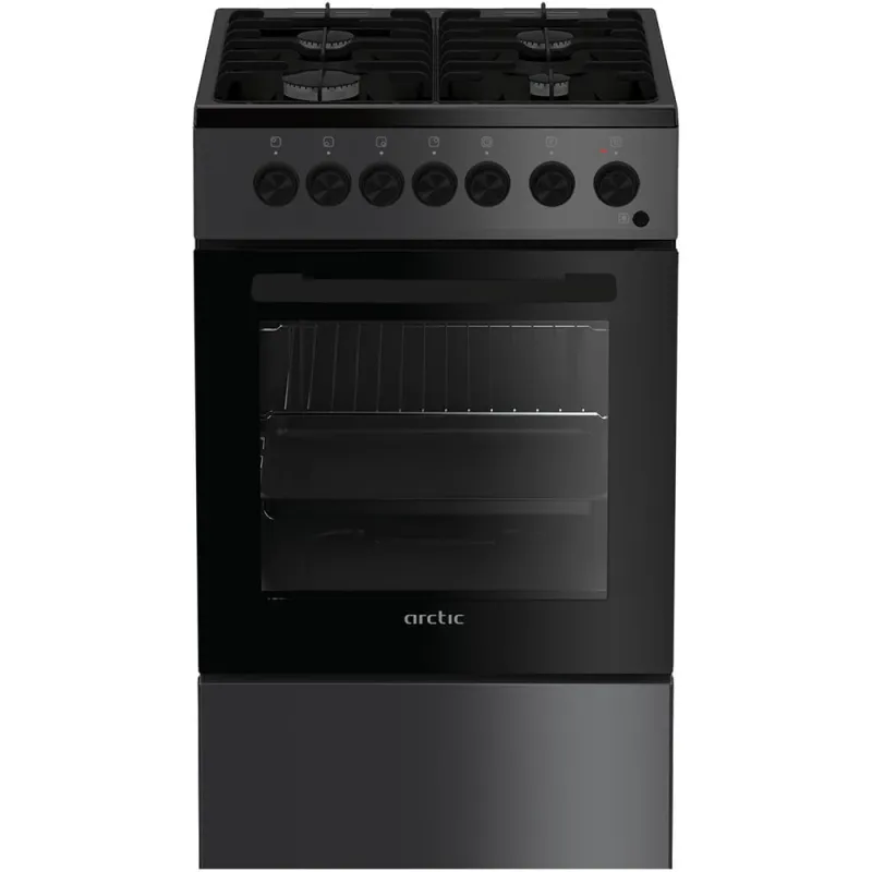 Aragaz ARCTIC AEM5611DTLA, 4 arzatoare, Gaz + Electric, L 50 cm, Grill, antracit