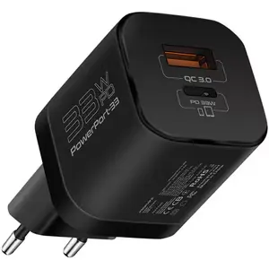 Incarcator retea PROMATE PowerPort-33, USB-C, GaN Fast Charging, Power Delivery (PD) 33W, negru