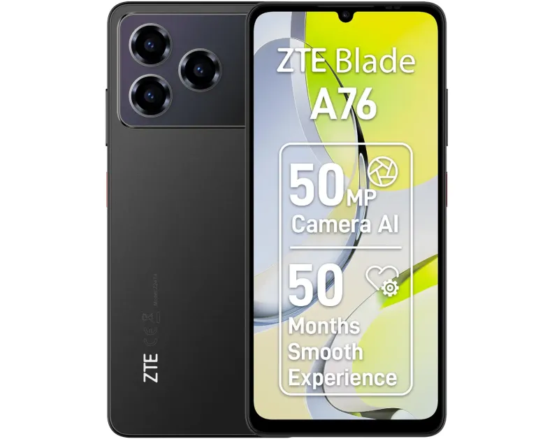 Smartphone ZTE Blade A76, 128GB, 4GB RAM, Dual Sim, 4G, Carbon Black