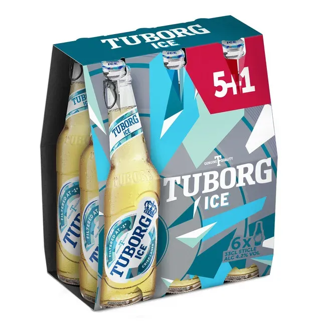 Bere blonda Tuborg Ice, 5+1 x 0.33 l