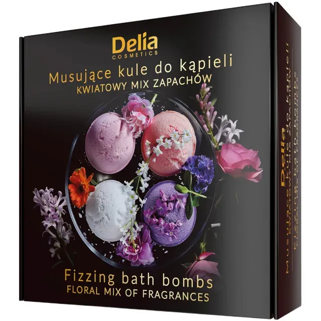Set bombe de baie cu aroma florala Delia Cosmetics, 4 x 100 g