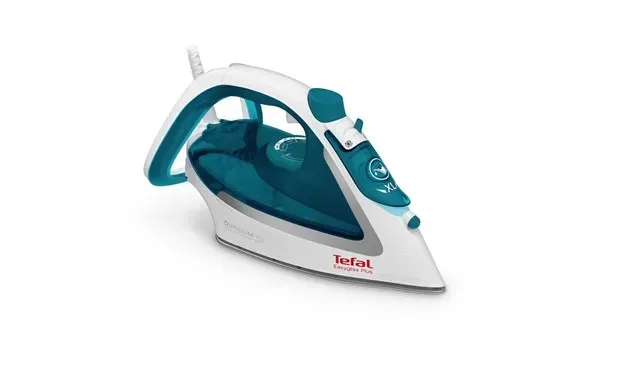 Fier de calcat Tefal Easygliss Plus FV5718E0, putere 2500W, jet de abur 195 g/min, alb/turcoaz