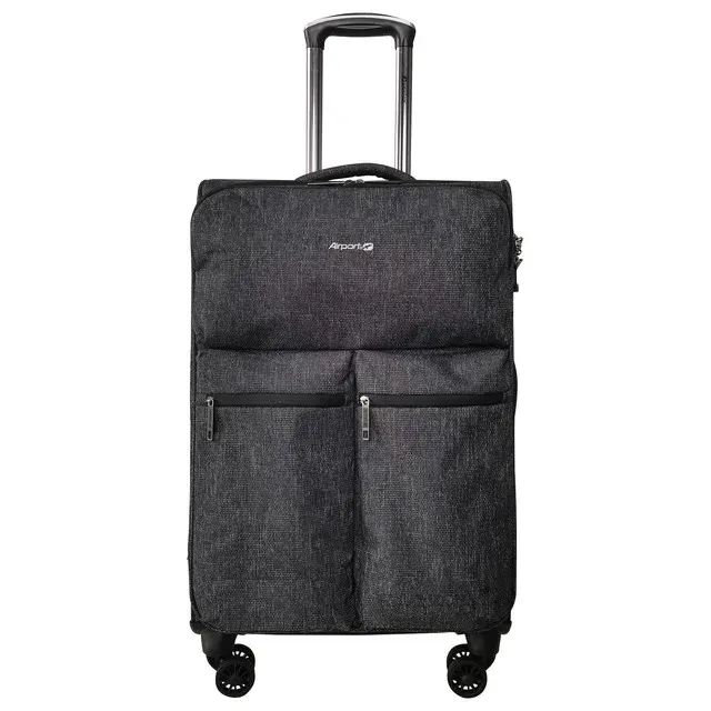 Troler Airport Polysoft, 40 x 65 x 25 cm, marime M, culoare negru