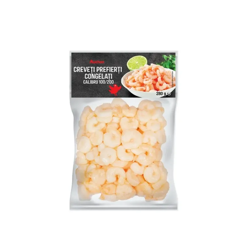 Creveti prefierti cu codite 100/200 Auchan, congelati, 280 g