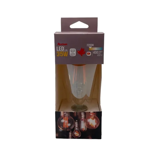Bec LED Auchan, E27, 4.7 / 35 W, filament Edison, auriu