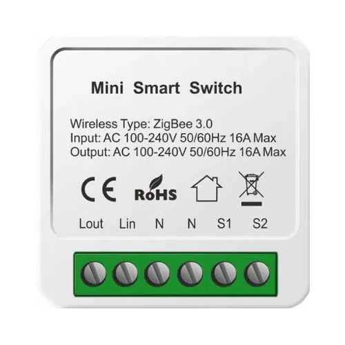 Mini Smart Switch ZigBee 3.0 16A model ZG-301Z modul inteligent pentru iluminat AC 85-250V control aplicatie compatibil Tuya Smart Life Home Assistant
