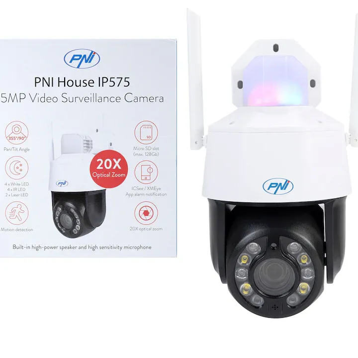 Camera supraveghere video PNI House IP575 5MP WiFi cu IP, zoom optic 20x, lentila varifocala