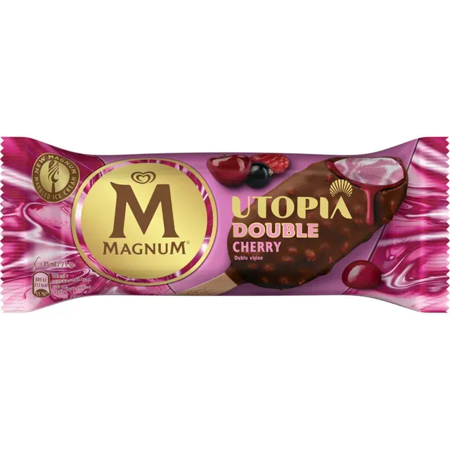 Inghetata pe bat cu cirese Magnum Utopia Double Cherry, 85 ml
