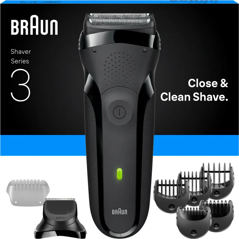 Aparat de ras BRAUN 300BT, acumulator, autonomie 30 min, negru