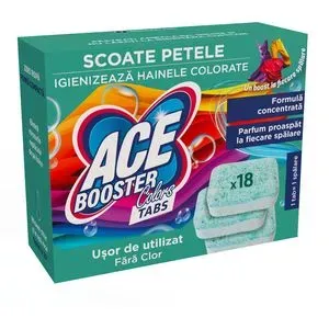 Tablete pentru indepartarea petelor Ace Booster Colors, 18 bucati