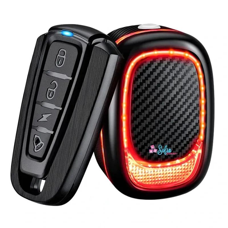 Stop Bicicleta Intelligent cu Alarma Wireless Antifurt, Claxon, Acumulator 800mAh, IPX65 Rezistent la Apa si Praf, 4 Moduri de Lumina, Auto On/Off, Senzor Franare, COB LED, Incarcare USB, Black/Fire
