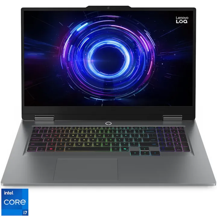 Gaming Lenovo LOQ 17IRX10 cu procesor Intel® Core i7-13650HX pana la 4.9GHz, 17.3" Full HD, IPS, 165Hz, 32GB DDR5 RAM, 1TB SSD, NVIDIA® GeForce RTX™ 5050 8GB GDDR7, No OS, Luna Grey