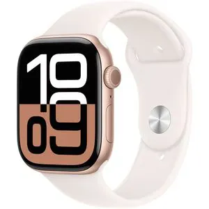 APPLE Watch 10, GPS, 46mm Rose Gold Aluminium Case, Light Blush Sport Band - S/M