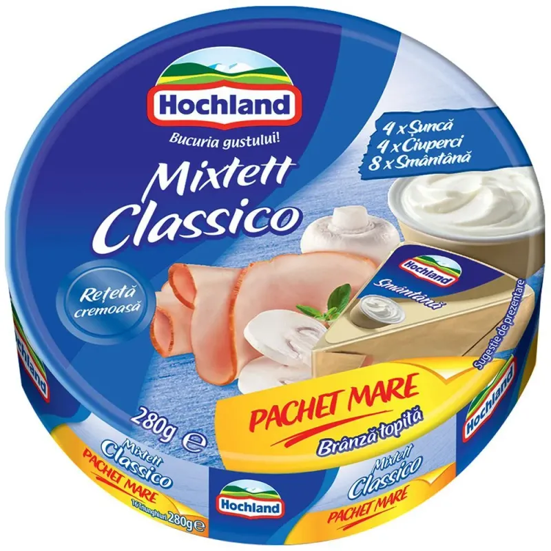 Branza topita mix Hochland, triunghiuri, 280 g