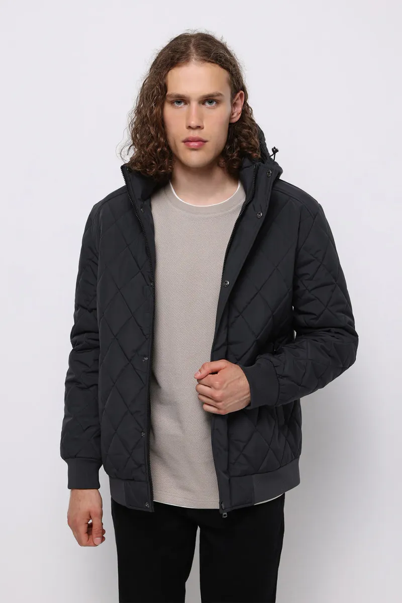 COLIN'S, Jacheta matlasata cu gluga, Negru, 2XL